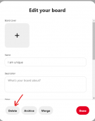 delete Pinterest board