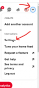 Pinterest account setting option