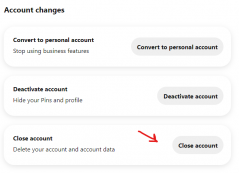 account closing on Pinterest