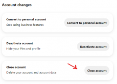 account closing on Pinterest 