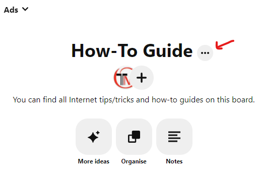 three dot option in Pinterest board